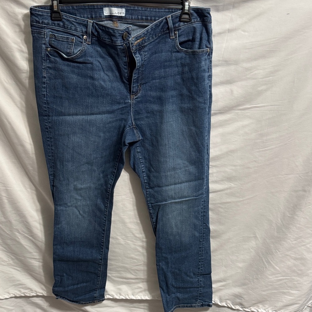 LOFT Women's Curvy Blue Straight Leg Jeans
